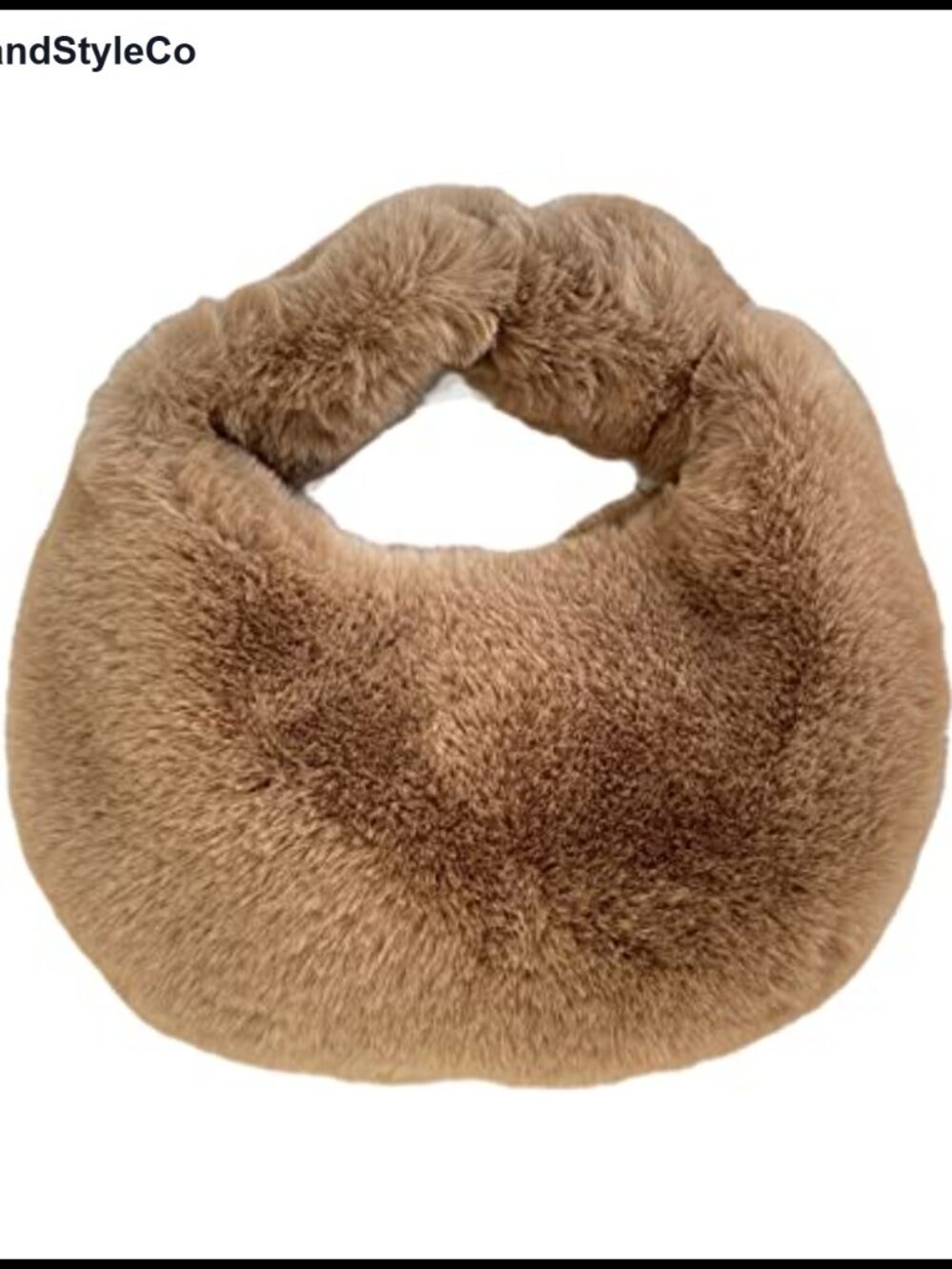 Faux Fur Knotted Fuzzy Dumpling Handbag with Zipper
